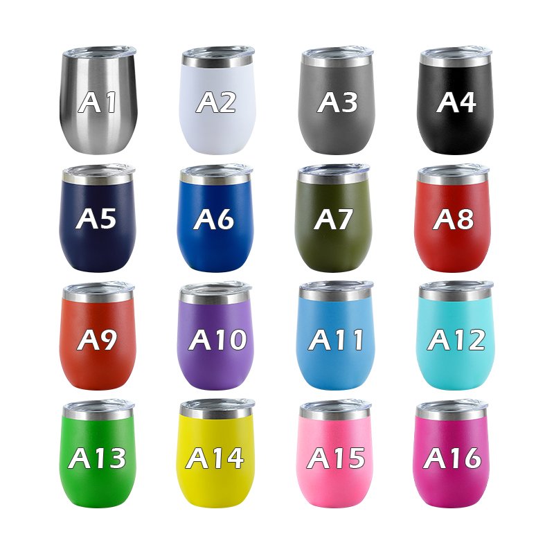 Custom Logo gift 12oz Stainless Steel Insulated Powder Coated Sublimation Egg Shape Thermal Cup Coffee Mug Wine Tumbler with Lid