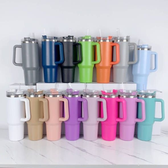 Christmas Gift Vacuum Flask Stainless Steel Thermos 40oz Water Bottles Water Coffee Mugs Tumbler Cups 40oz With Handle