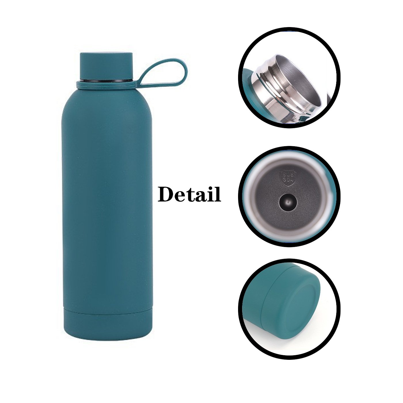 BPA-Free Food Grade 304 Stainless Steel Double Wall Vacuum Flask Thermos Small Mouth Gym Sports Water Bottle With Rubber Handle