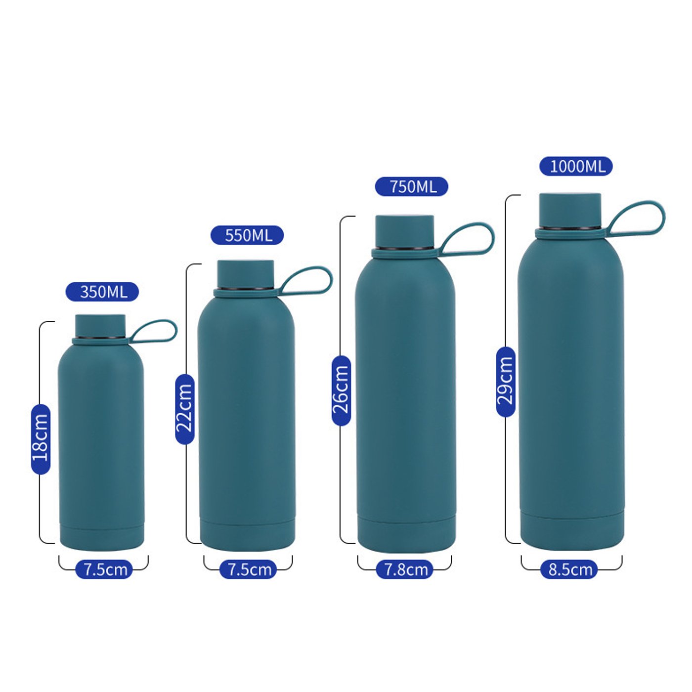 BPA-Free Food Grade 304 Stainless Steel Double Wall Vacuum Flask Thermos Small Mouth Gym Sports Water Bottle With Rubber Handle