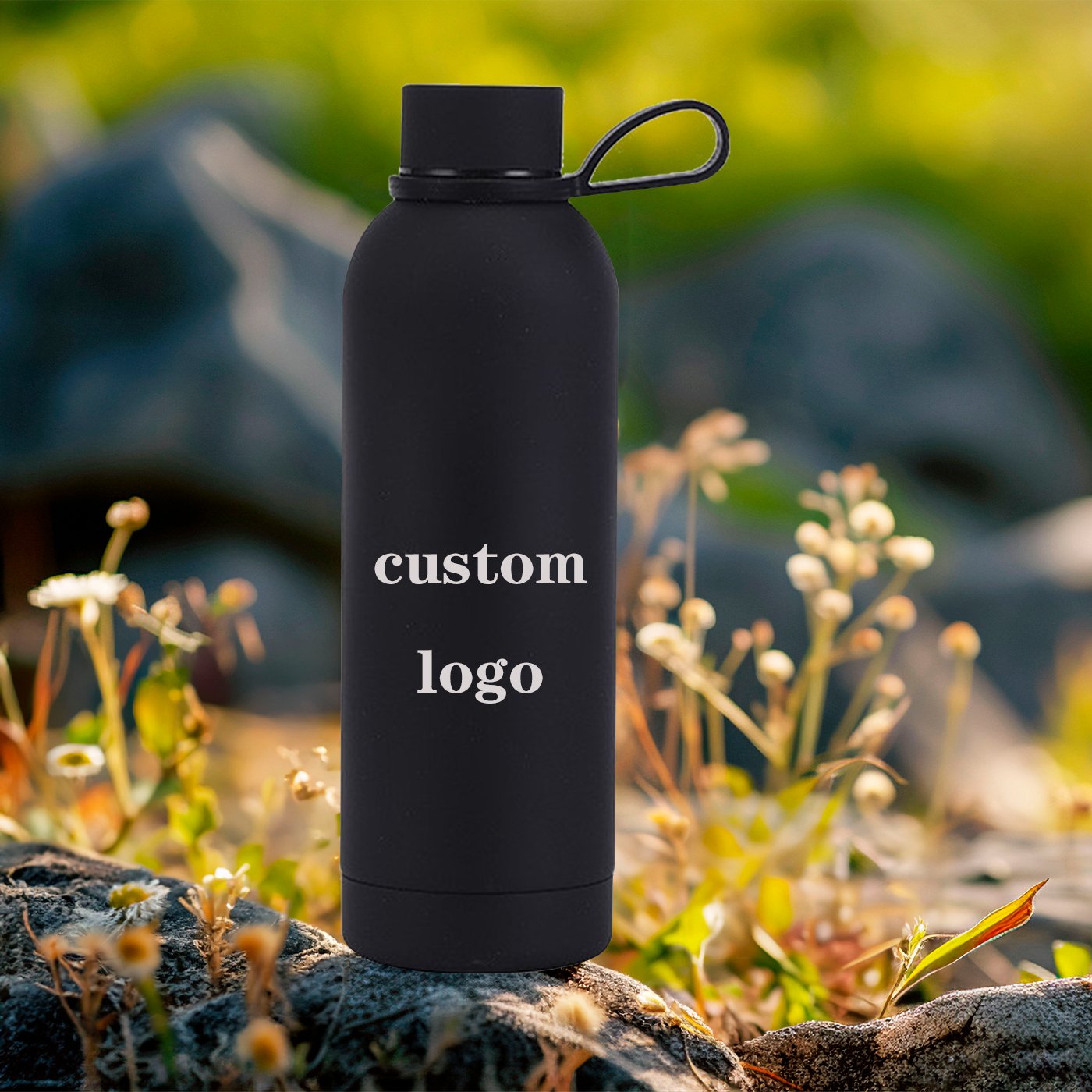 BPA-Free Food Grade 304 Stainless Steel Double Wall Vacuum Flask Thermos Small Mouth Gym Sports Water Bottle With Rubber Handle