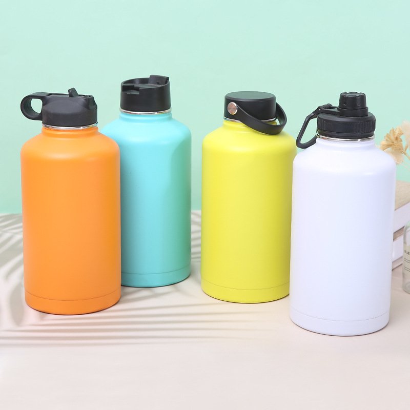 Hot 12Oz 20Oz 24Oz 32Oz 64Oz Custom Colorful Powder Coated Stainless Steel Insulated Sports Gym Kids Water Bottle With Straw
