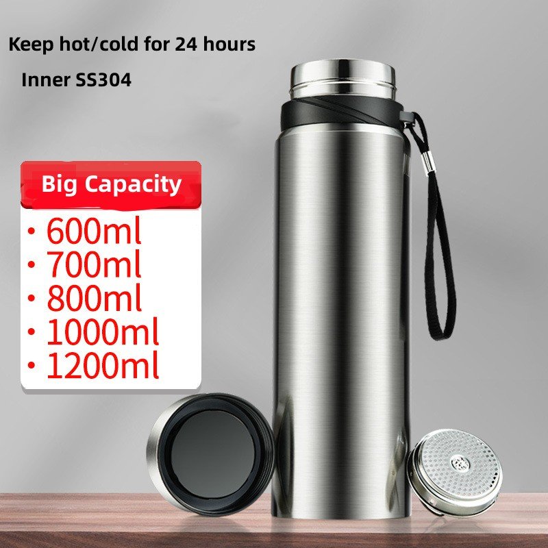 Insulated Sports Termos Water Bottle Custom 1200ml Double Wall Thermos Vacuum Flasks 304 Stainless Steel 2022 New Black Camping