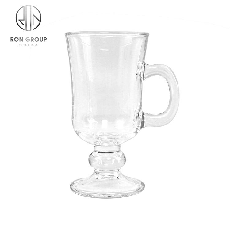 250ml clear Irish glass coffee mug ice cream glass cup with handle and stem for cafe