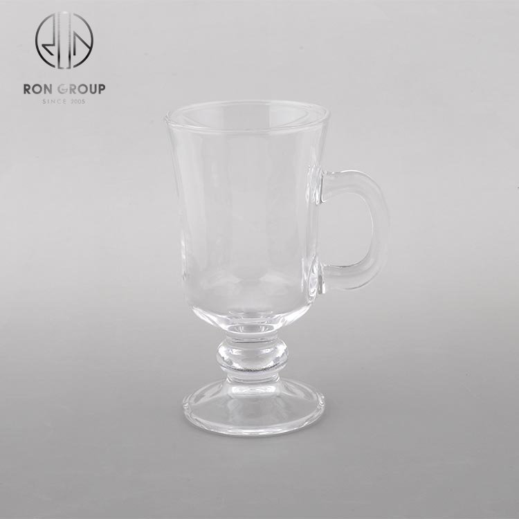 250ml clear Irish glass coffee mug ice cream glass cup with handle and stem for cafe