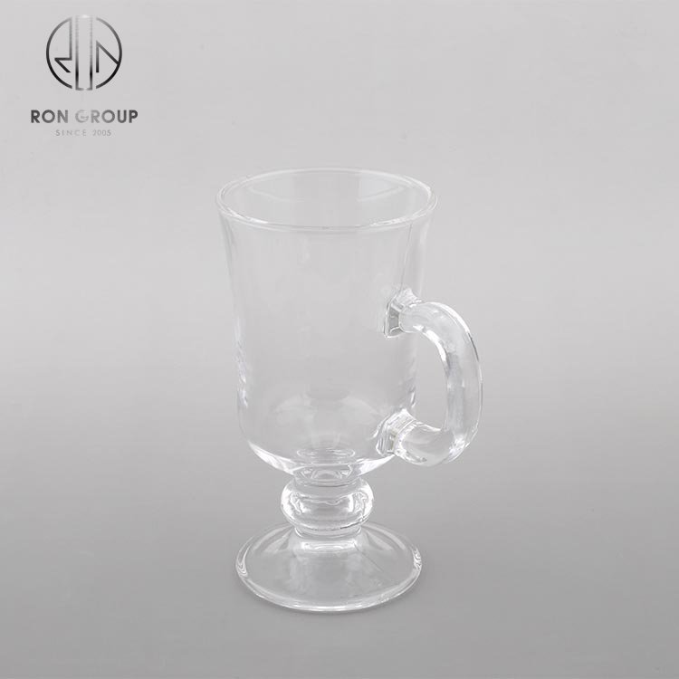250ml clear Irish glass coffee mug ice cream glass cup with handle and stem for cafe