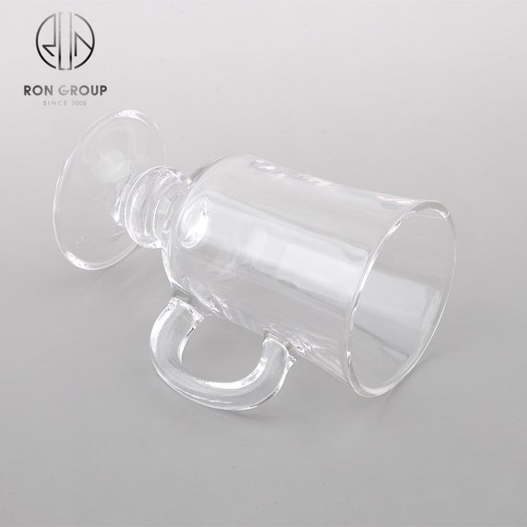 250ml clear Irish glass coffee mug ice cream glass cup with handle and stem for cafe
