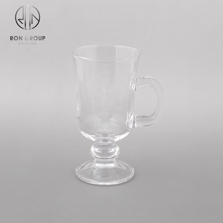 250ml clear Irish glass coffee mug ice cream glass cup with handle and stem for cafe