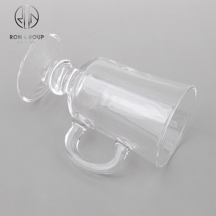 250ml clear Irish glass coffee mug ice cream glass cup with handle and stem for cafe