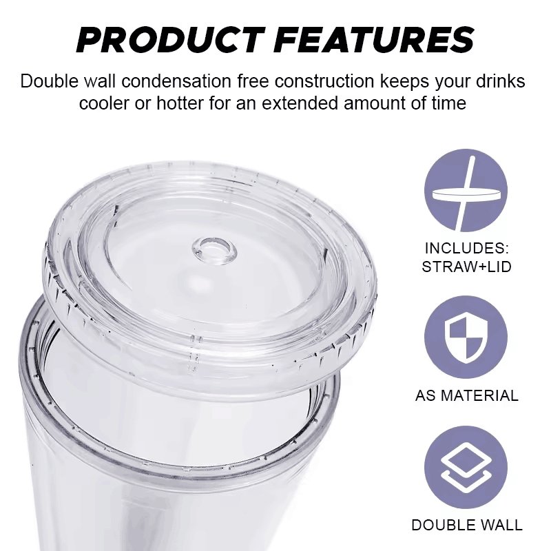 Custom 12oz 16oz 22oz Reusable Travel Ice Coffee Mugs Double Wall Tumblers Insulated fjuice Clear Plastic Cup With Straw And Lid