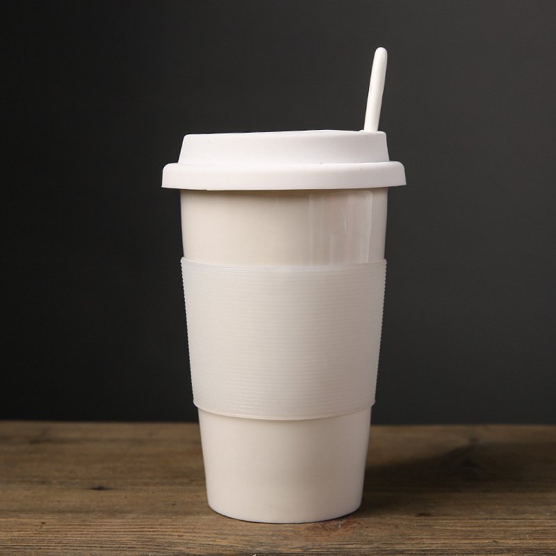 Small Quantity double wall porcelain coffee mugs with color sleeve