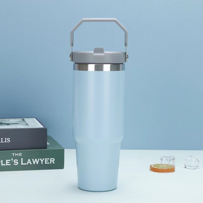 factory sells thermos cups large capacity water cups Liquid beer mugs with straws and coffee cups with handles