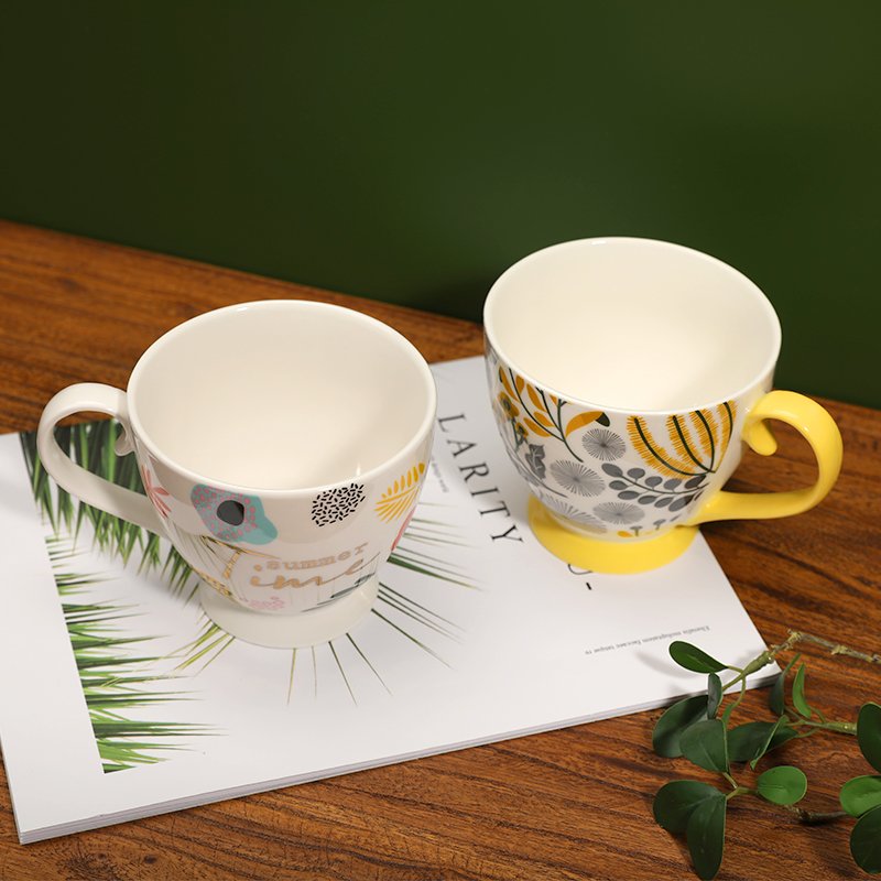 Wholesales New Style Custom Nordic Modern Travel Partially Gold Decals Tea Coffee Milk Ceramic Mug