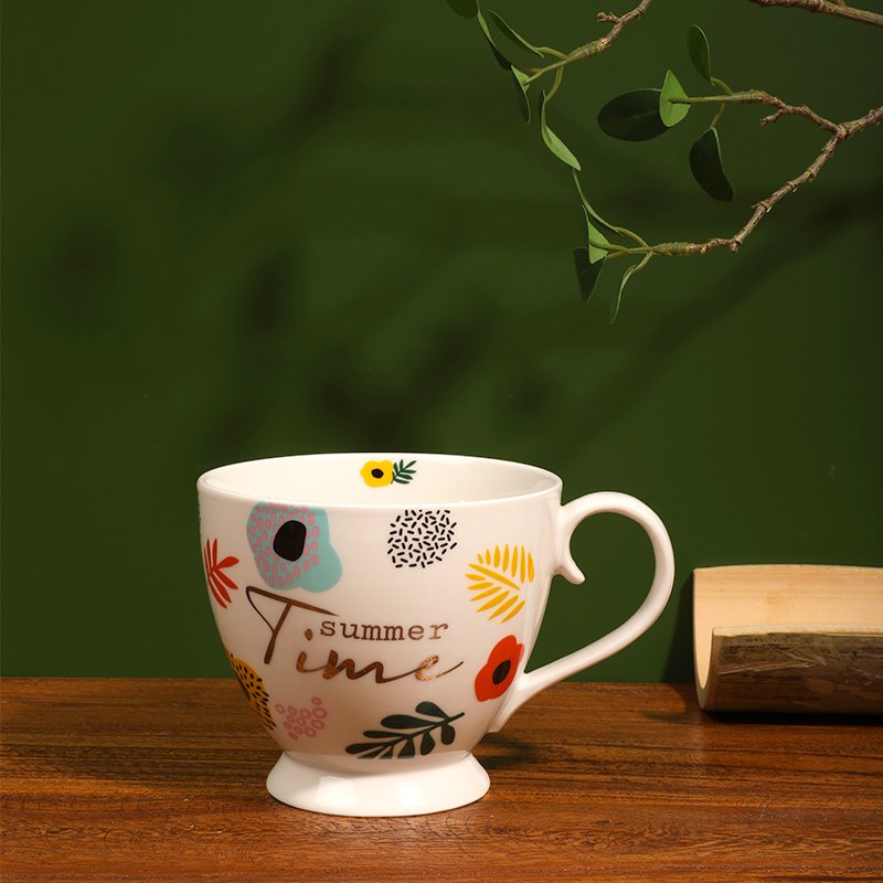 Wholesales New Style Custom Nordic Modern Travel Partially Gold Decals Tea Coffee Milk Ceramic Mug
