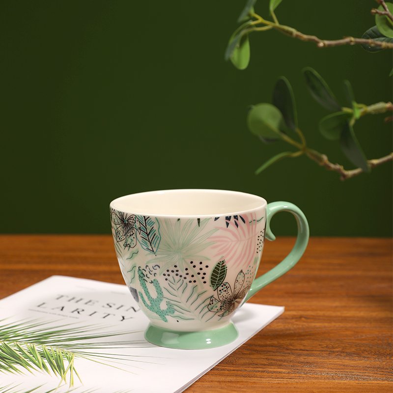 Wholesales New Style Custom Nordic Modern Travel Partially Gold Decals Tea Coffee Milk Ceramic Mug