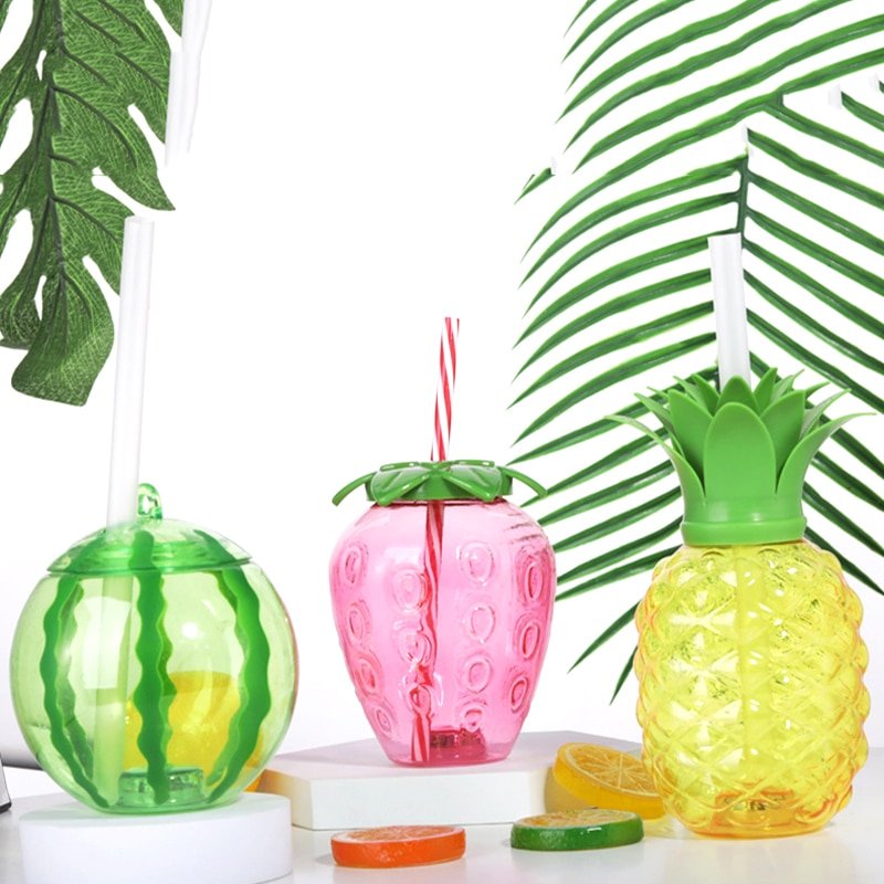 500ml Summer Cute Strawberry Straw Water Bottle Milk Coffee Straw Cup for Home