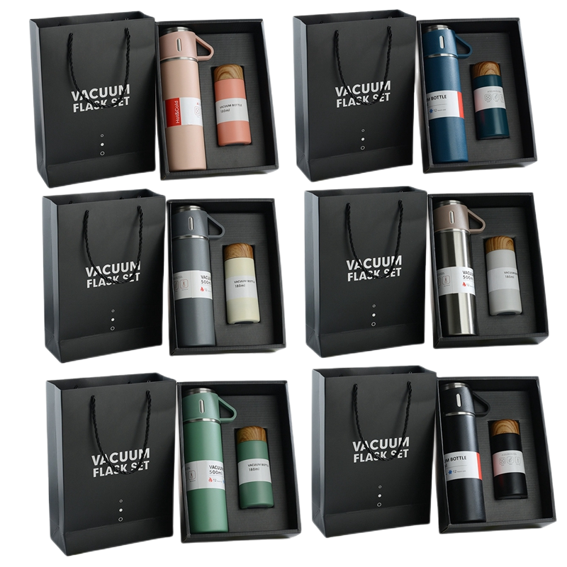 Custom Logo Luxury Corporate Gift Box Set Water Bottle Set Thermo Cups Bottle Vacuum Flask Stainless Steel Water Bottle