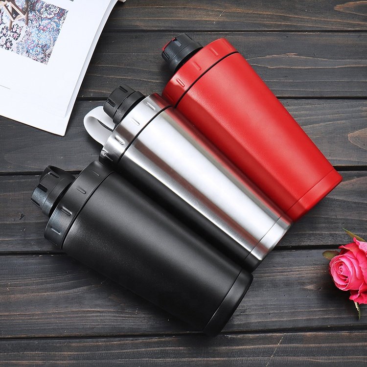 FACTORY PRICE 700ml double wall stainless steel vacuum flask insulated thermos sport gym fitness blender Metal protein shaker