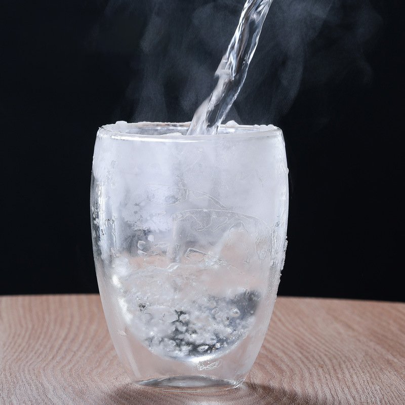Amzn Hot 250ml 350ml 450ml Customized Print Glass Mugs Glass Coffee Glasses Double Wall Glasses Double glass Cup with Handle