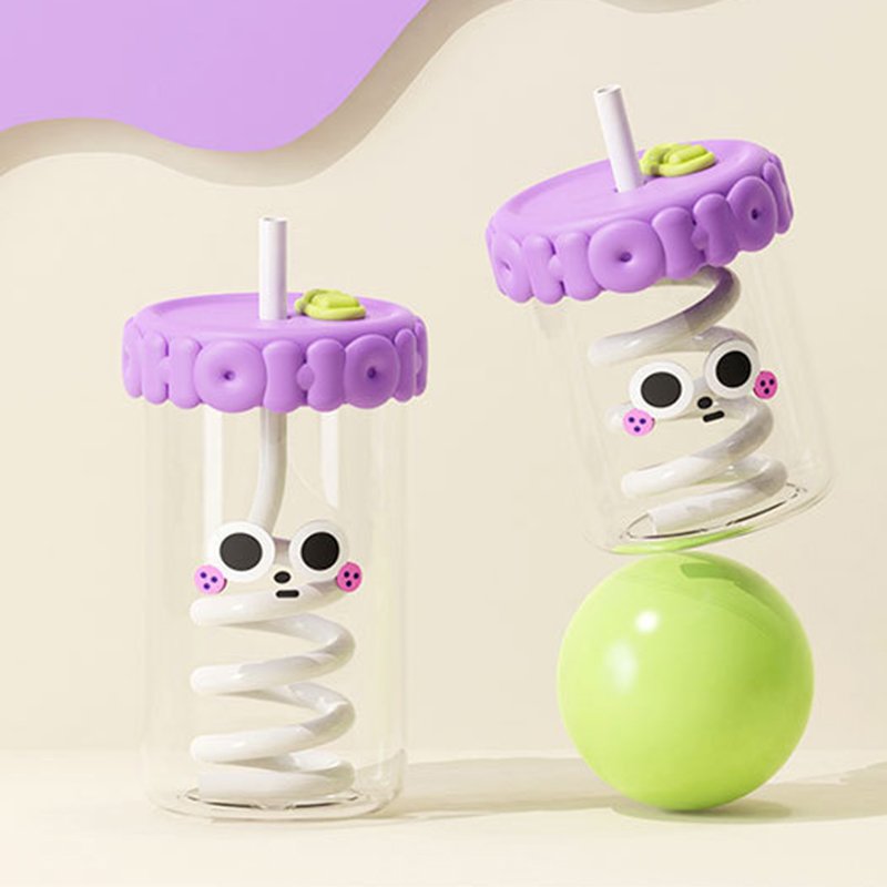 Hot Sale Fashion Cute Expression Beer Glass Can With Lid And Straw Glass Coffee Mug