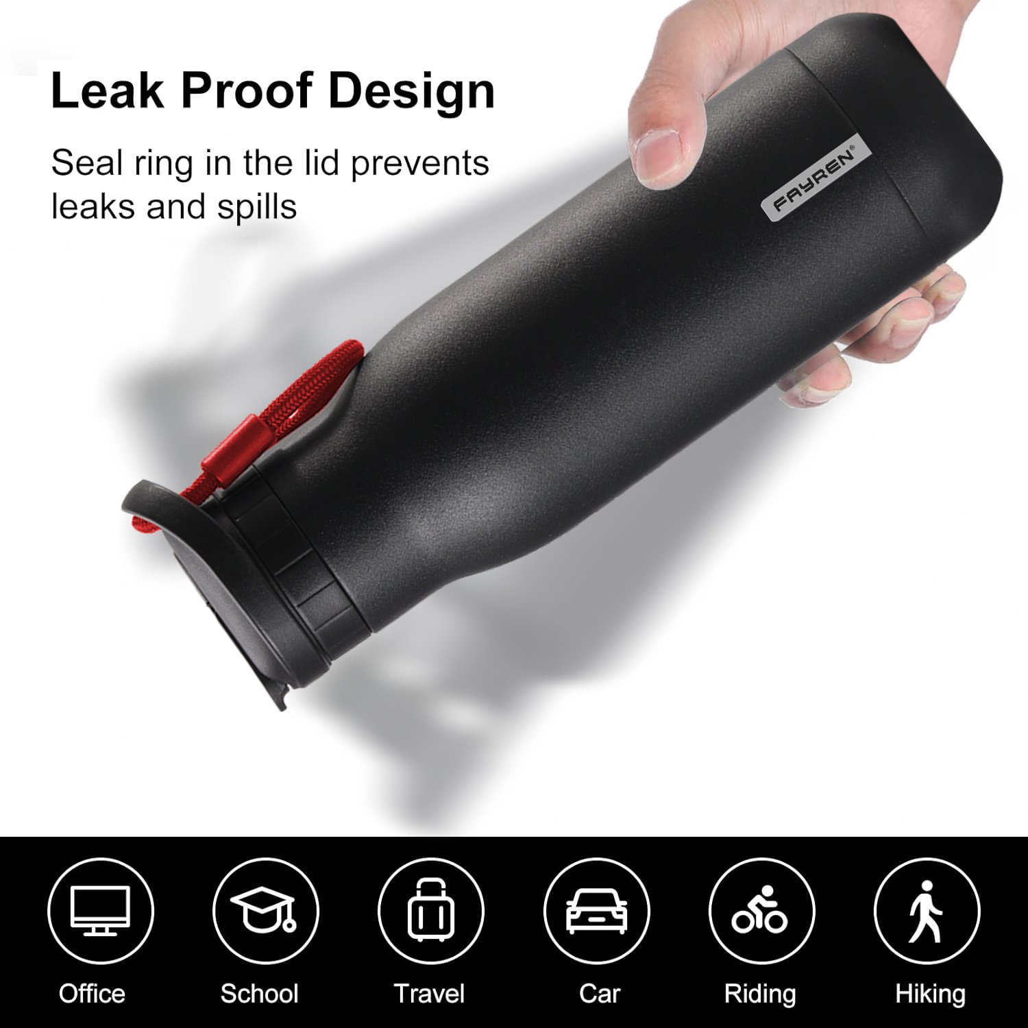 For Sports and Travel Leakproof Insulated Stainless Steel Water Bottle With Handle Lid Keeps Liquids Hot or Cold