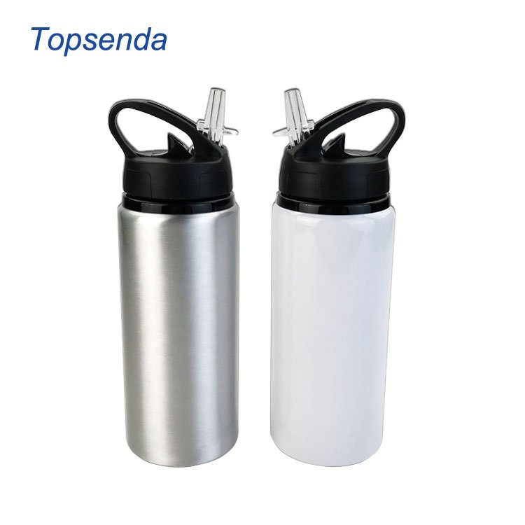 Outdoor Hiking 600ml Sublimation Blank Aluminium Water bottle with straw