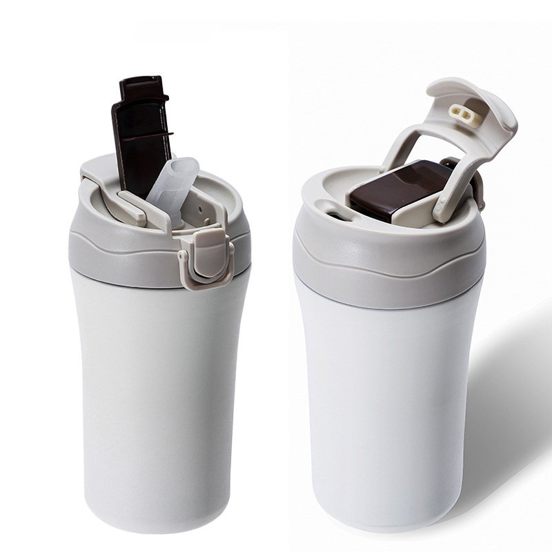 400ml Stainless Steel Double Wall Insulated Coffee Mug Straw Drinking Vaccum Tumbler BPA Free Thermoses