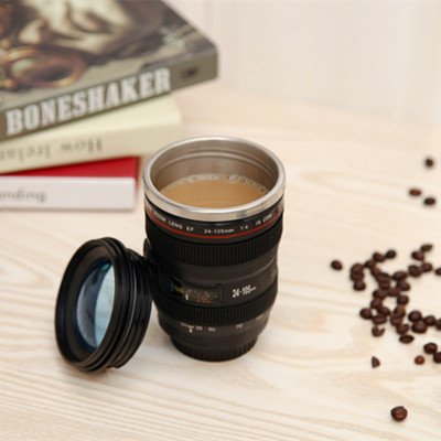 400ml Stainless steel thermal travel coffee cup Camera Lens Mug