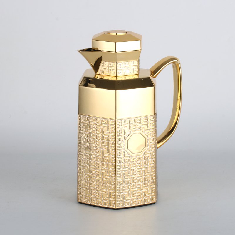 May Flower Fashion pattern decorative glass refill thermo flask sets gold arabic arabian luxury tea set
