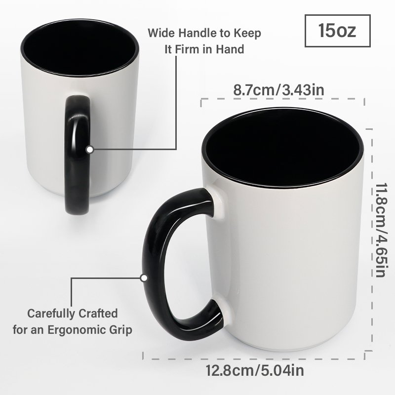 Custom Logo 15oz sublimation blank tumbler ceramic mug with colored handle
