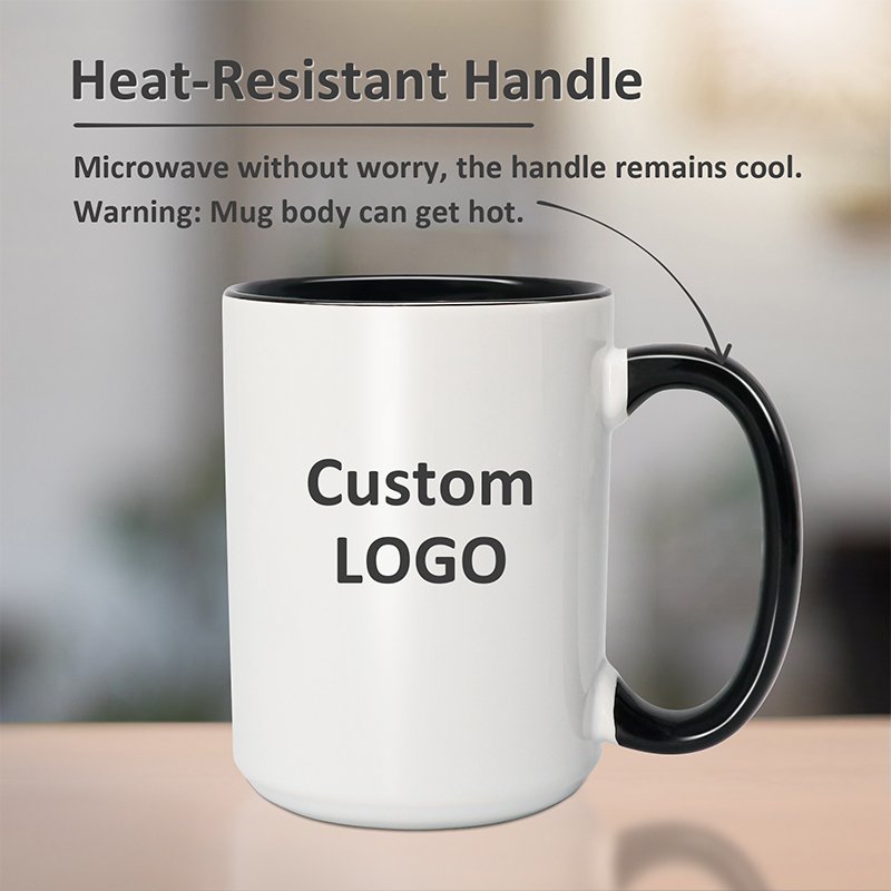 Custom Logo 15oz sublimation blank tumbler ceramic mug with colored handle