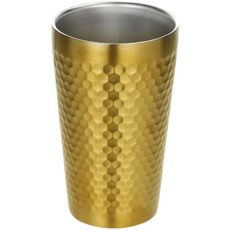 Korean Style 304 Stainless Steel Beer Mug Diamond Pattern Hammer Water Cup Double Wall Tea Drinks Tumbler
