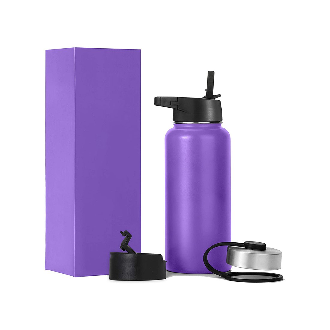 32 oz vacuum flask insulated stainless steel sports straw water bottles with leak proof 40 oz Metal Canteen