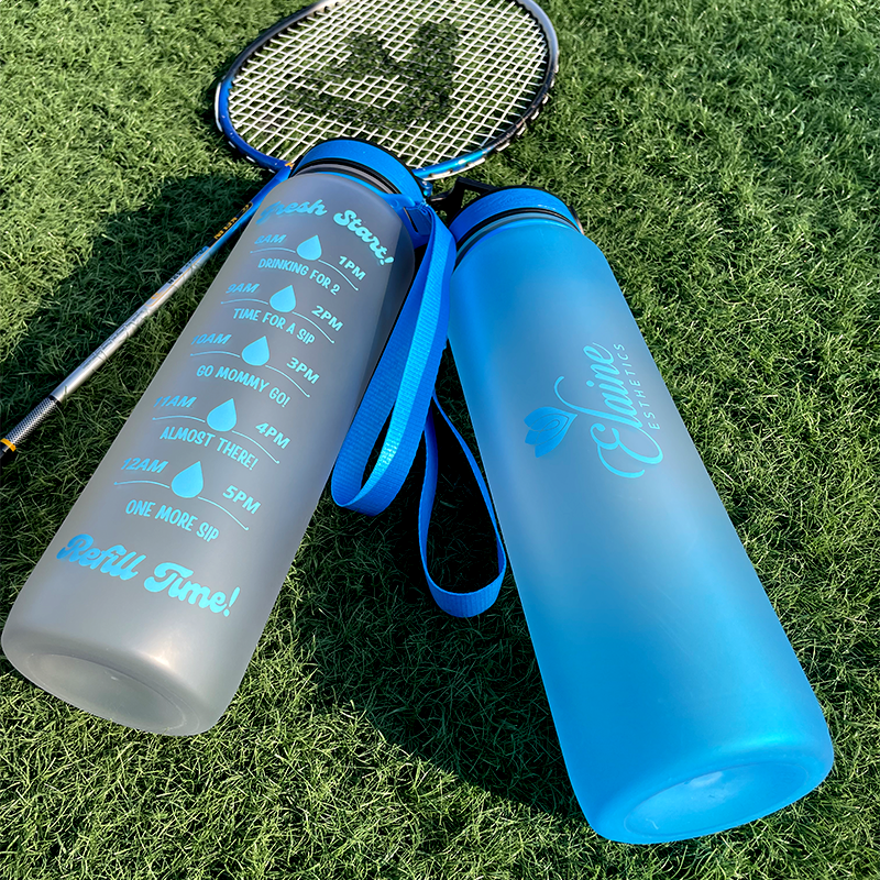 Motivational 1000ML BPA FREE Tritan Plastic Drinking Water Bottle with Time Marker Sports Water Bottle for Fitness, Gym Outdoor
