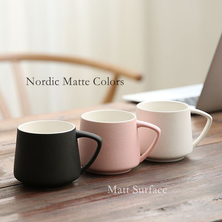 Custom Rustic 380ml Modern Tea Latte Cup Nordic Matte Blue Pink Black White Coffee Mug Ceramic