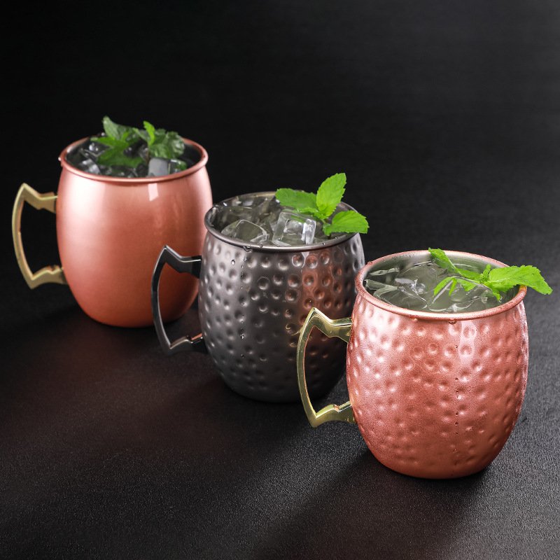 16oz Moscow Mule Mug Metal Cocktail Wine Cup Copper Plating Tumbler Cup