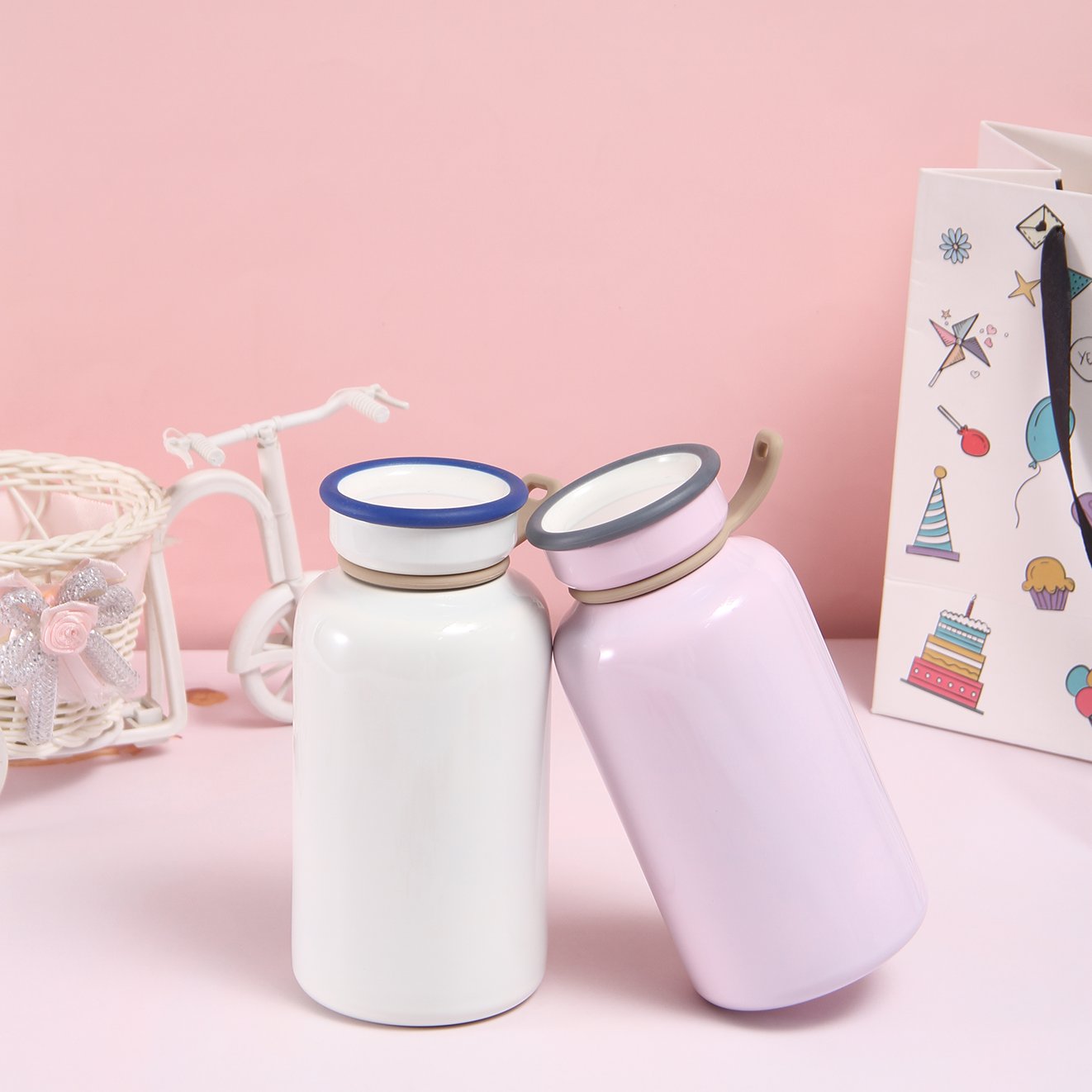 450ml Sublimation Milk Tea Cups with Lid Blank White Pink Blue Colored Mug Heat Transfer Sublimation Coffee Cups/Mug Tea Coffee