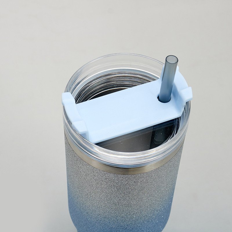 Gradient Flash Coffee Cup 304 Stainless Steel 20 30oz Insulated Travel Mug Glitter Double Walled Straw Tumbler