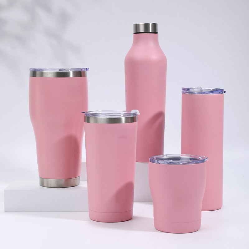 Hot Sales Custom Pink Double Layer Insulated Vacuum Flasks Tumblers Stainless Steel Water Bottles Jugs
