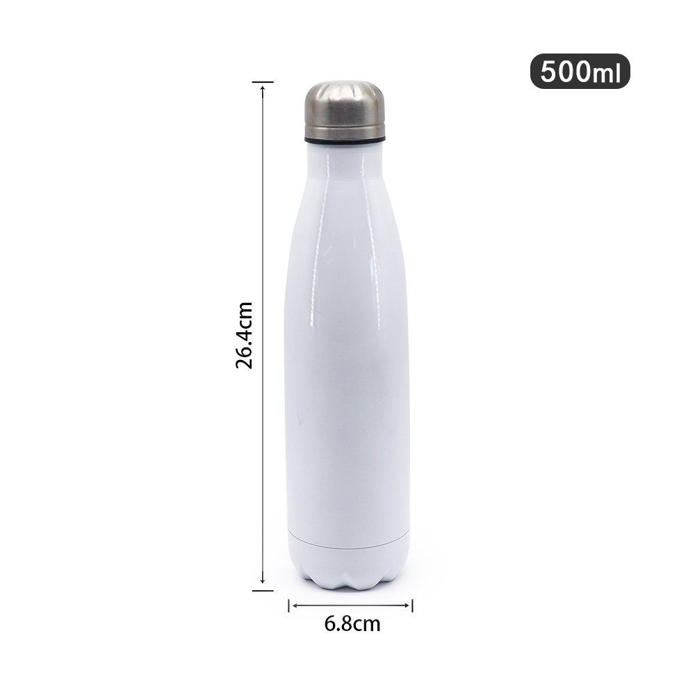 Wholesale 17oz 500ml white stainless steel flask sublimation blank cola shape water bottle in bulk
