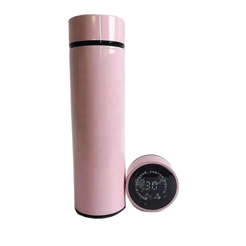 Customized Stainless Steel Smart Vacuum Thermos Cup Glitter Rose Gold Sublimation Digital Water Bottle Design Back School