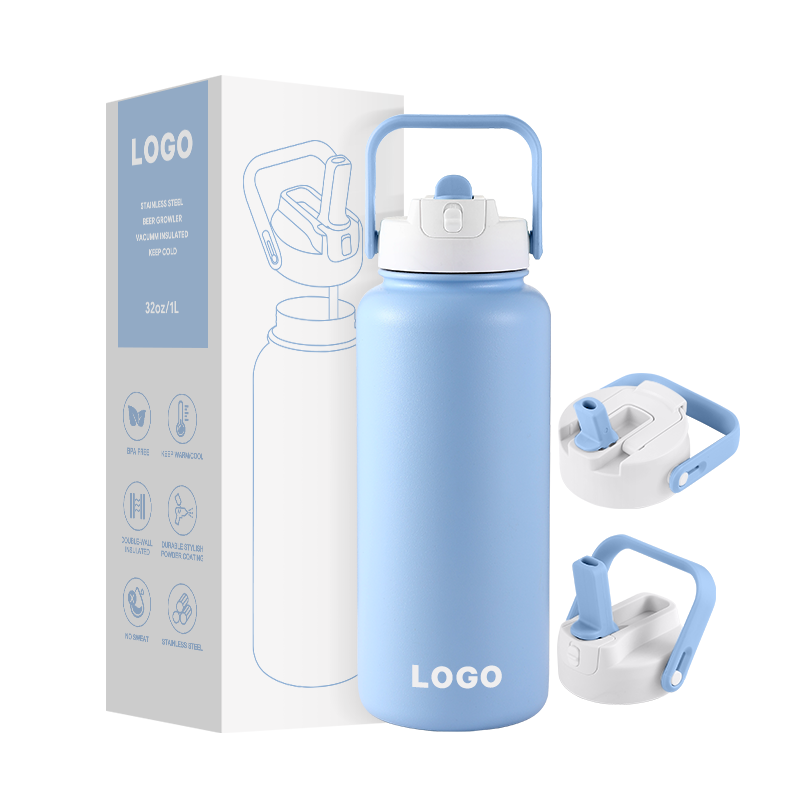 Double Wall 32Oz Stainless Steel Water Bottle Drink Bottle Vacuum Flask Hot And Cold with Widen Handle