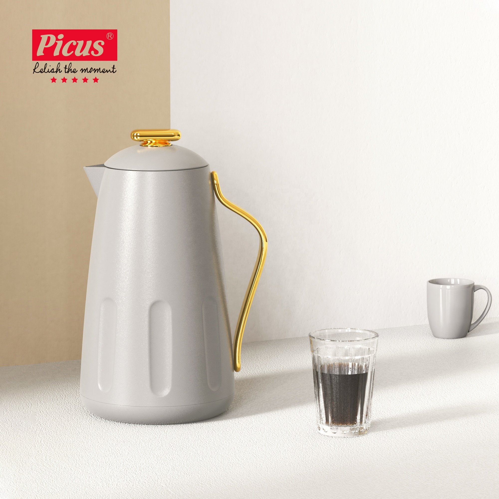 PICUS 1 Liter Water Tea Coffee Vacuum Jug Large-capacity Plastic With Glass Liner Thermoses Vacuum Flask with screw lid