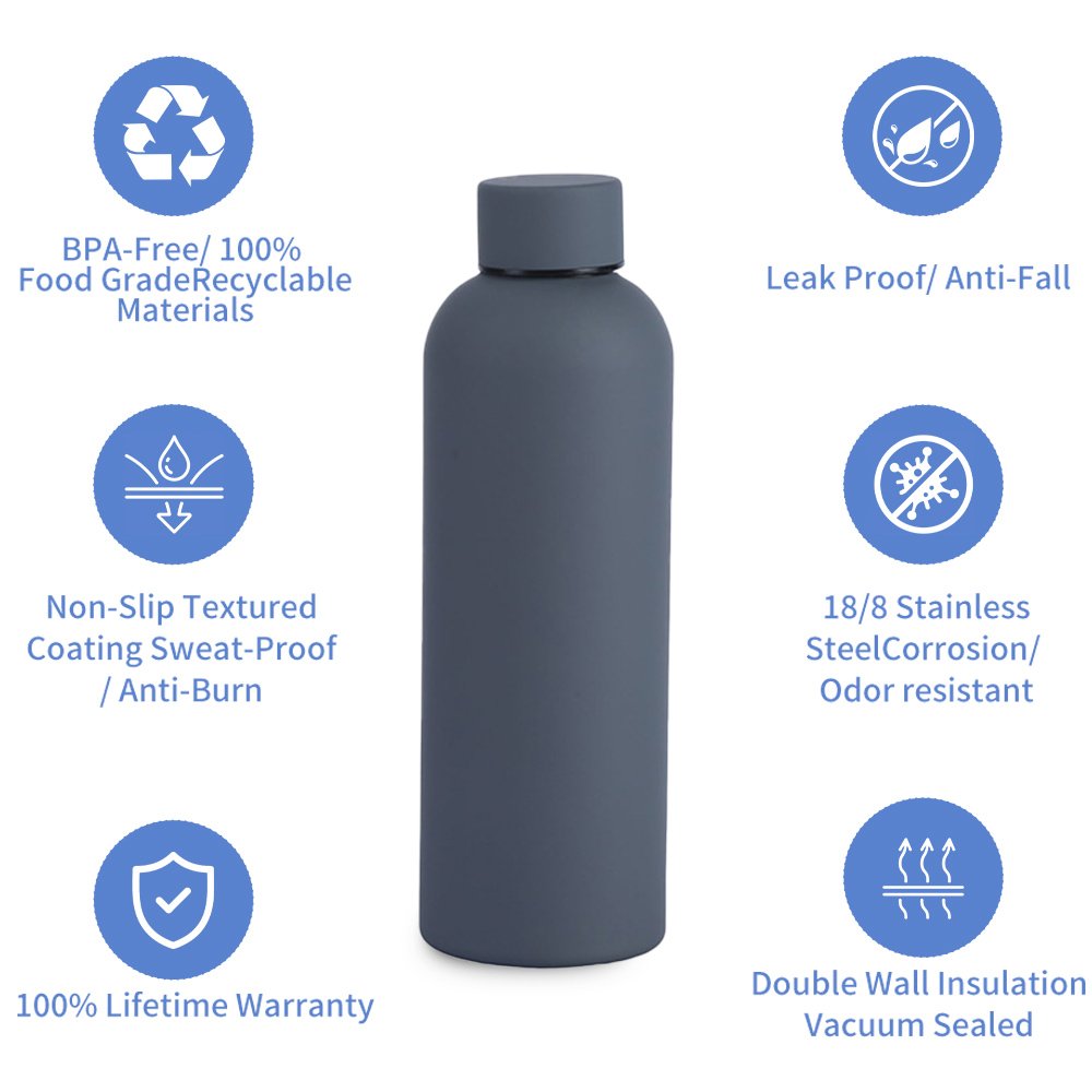 Stainless Steel Insulated Water Bottle with BPA-Free Vacuum Flask Kids Fitness Gym Camping Gift Set