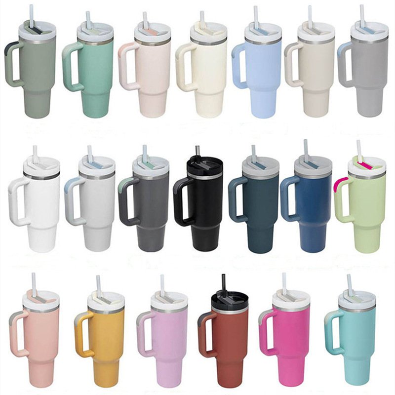 40OZ Straw Coffee Insulation Cup With Handle Portable Car Stainless Steel Water Bottle LargeCapacity Travel BPA Free Thermal Mug
