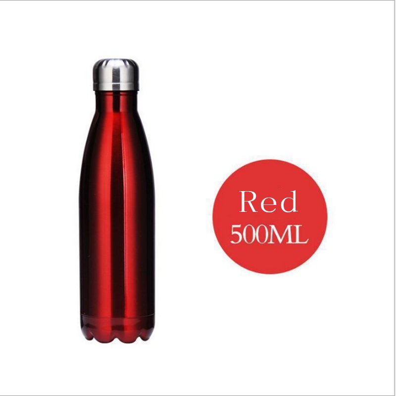 500ml Custom Logo Color Double Wall Stainless Steel Vacuum Insulated Cola Shape Thermal Water Bottle