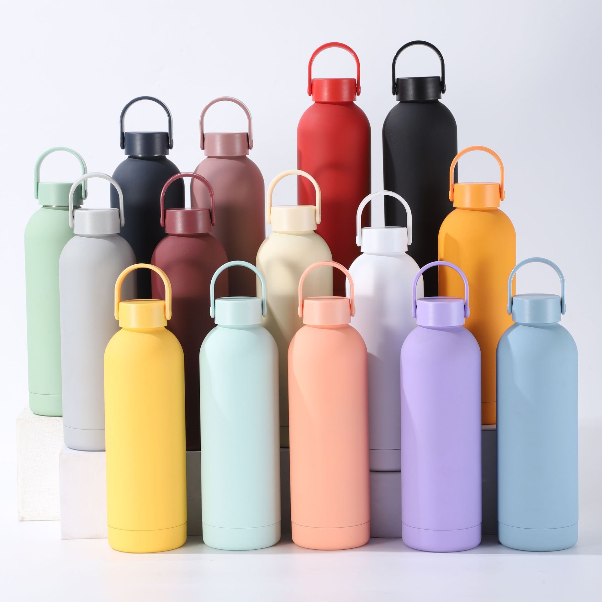 Yingkun Custom Logo Stainless Steel Vacuum Flask with Silicone Handle Hot Drinking Accessory Sports Water Bottle