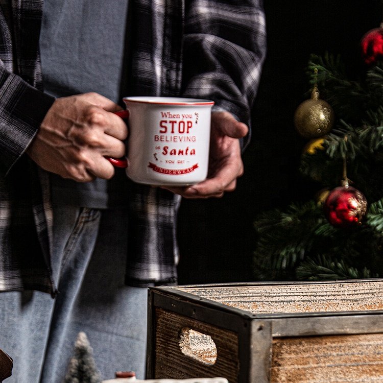 Christmas Cup Santa Claus Pattern Ceramic Coffee Mug Party Gift Stoneware Tea Water Beer Mug