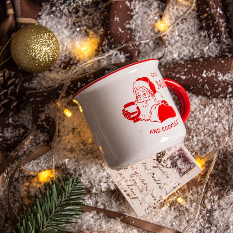 Christmas Cup Santa Claus Pattern Ceramic Coffee Mug Party Gift Stoneware Tea Water Beer Mug