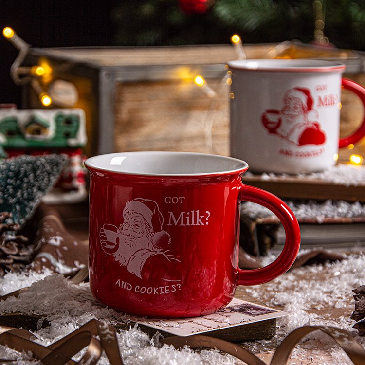 Christmas Cup Santa Claus Pattern Ceramic Coffee Mug Party Gift Stoneware Tea Water Beer Mug